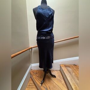 Elegant Navy Blue Vera Wang Halter Dress